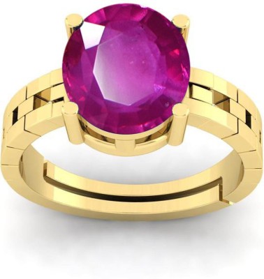 TODANI JEMS 7.25 Ratti Natural Certified Ruby Manik Gemstone Panchdhatu Ring for Men & Women Brass Ruby Ring