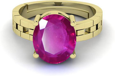 Pranjal Gems Original 7.25 Ratti 6.60 Ct Manik Ruby Gem Stone Ring With Leb Certificate Brass Ruby Ring
