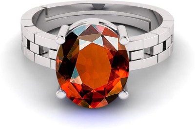 TODANI JEMS Gomed Stone Ashtadhatu Gemstone 11.25 Ratti Rashi Ratna Adjustable Ring Metal Garnet Silver Plated Ring