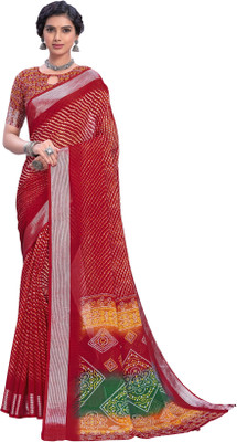 Sariya Printed Bollywood Viscose Rayon, Chiffon Saree(Red)