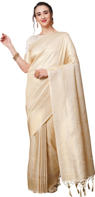 Ratnavati Woven Banarasi Silk Blend Saree(Cream)