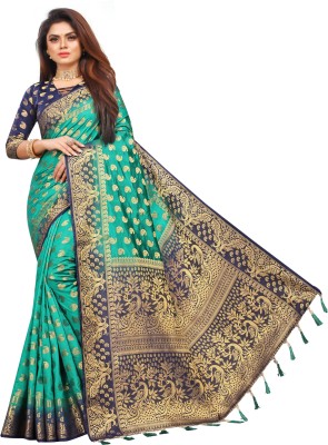 Perfect Wear Self Design Kanjivaram Cotton Silk Saree(Green)