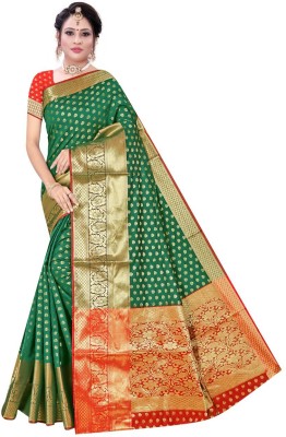 RAMESHT Self Design Bandhani Art Silk Saree(Green)