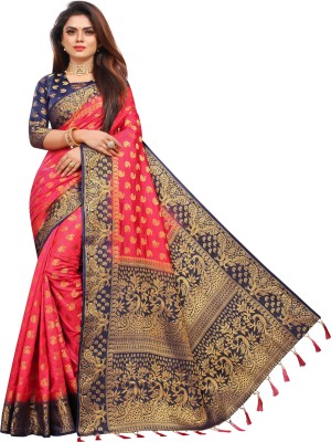 Perfect Wear Self Design Kanjivaram Cotton Silk Saree(Pink)