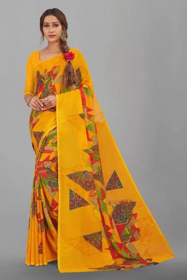 Fashion Ritmo Printed Bollywood Georgette Saree(Yellow)