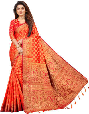 DILSAY Woven Banarasi Cotton Silk Saree(Multicolor)