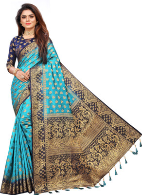 FINEWEAR Woven Banarasi Cotton Silk Saree(Multicolor)