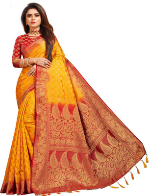 PICKWELL Woven Banarasi Cotton Silk Saree(Multicolor)