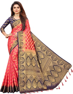 BULLDOZER Woven Banarasi Cotton Silk Saree(Multicolor)