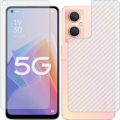 MOBART Front and Back Tempered Glass for OPPO A96 (Front Matte Finish & Back 3d Carbon Fiber)(Pack of 2)