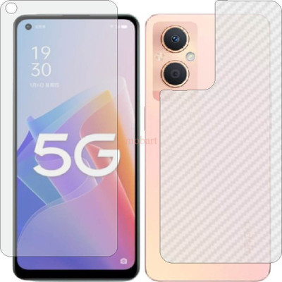 MOBART Front and Back Tempered Glass for OPPO A96 PFUM10 (Front Matte Finish & Back 3d Carbon Fiber)(Pack of 2)