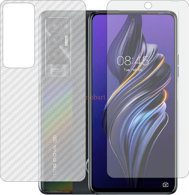 MOBART Front and Back Tempered Glass for TECNO POVA 5G (Front Matte Finish & Back 3d Carbon Fiber)(Pack of 2)