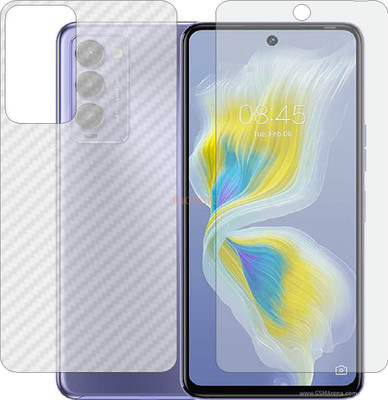 MOBART Front and Back Tempered Glass for TECNO CAMON 18T (Front Matte Finish & Back 3d Carbon Fiber)(Pack of 2)