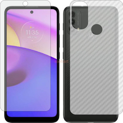 MOBART Front and Back Tempered Glass for MOTO E 40 (Front Matte Finish & Back 3d Carbon Fiber)(Pack of 2)