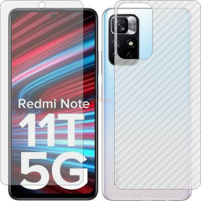 MOBART Front and Back Tempered Glass for XIAOMI REDMI NOTE 11T 5G (Front Matte Finish & Back 3d Carbon Fiber)(Pack of 2)