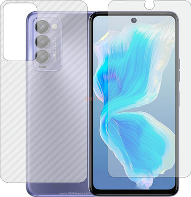 MOBART Front and Back Tempered Glass for TECNO CAMON 18 CH6N (Front Matte Finish & Back 3d Carbon Fiber)(Pack of 2)