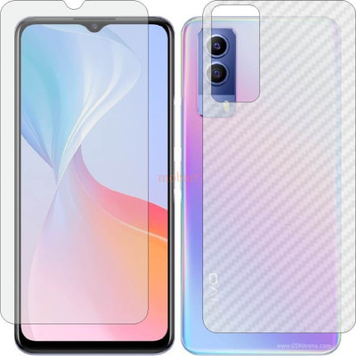 MOBART Front and Back Tempered Glass for VIVO T1X (Front Matte Finish & Back 3d Carbon Fiber)(Pack of 2)