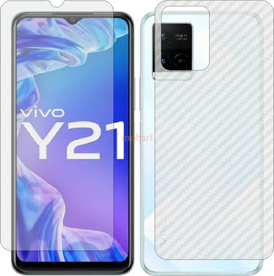 MOBART Front and Back Tempered Glass for VIVO Y21E (Front Matte Finish & Back 3d Carbon Fiber)(Pack of 2)