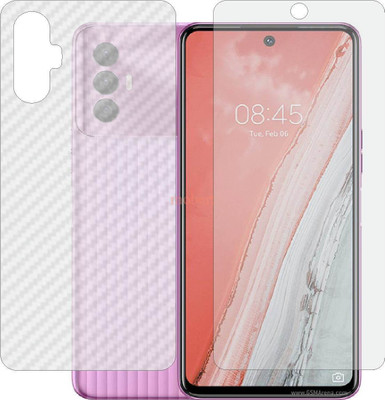 MOBART Front and Back Tempered Glass for TECNO SPARK 8 PRO KG8 (Front Matte Finish & Back 3d Carbon Fiber)(Pack of 2)