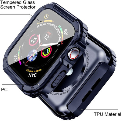 mizi Tempered Glass Guard for Apple Watch Series 44MM 6 / SE / 5 / 4 - Blue(Pack of 1)