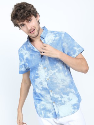 HIGHLANDER Men Printed Casual Blue Shirt