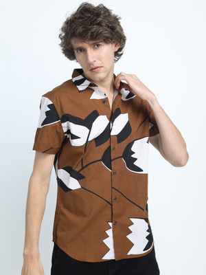 HIGHLANDER Men Printed Casual Brown Shirt