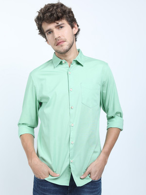 HIGHLANDER Men Solid Casual Light Green Shirt