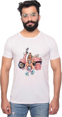 NITYANAND CREATIONS Graphic Print Men Round Neck White T-Shirt