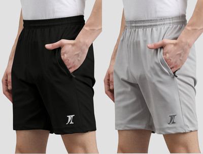 INDICLUB Solid Men Black, Grey Casual Shorts