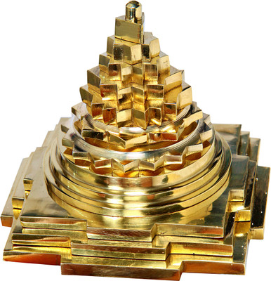 aalayam selveer Meru Shri Yantra Brass Original | Premium Meru Shree Yantra | Maha Meru Decorative Showpiece  -  6.35 cm(Brass, Gold)
