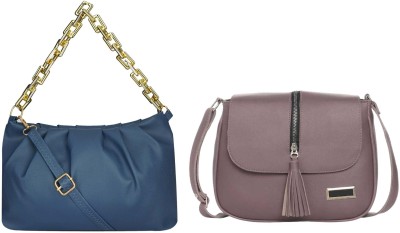 Ensam Blue, Multicolor Sling Bag HB-19-blu-gldn-chain+onion-cnter-chain-sider-bag-cmbo(Pack of 2)