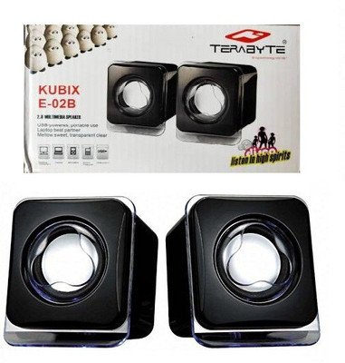 TERABYTE Laptop/Desktop E-02B Mini Speaker 2.0 & 3.5mm Jack 2 W Laptop/Desktop Speaker(Multicolor, 2.0 Channel)
