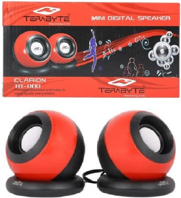 TERABYTE TB-008 CLARION Joint Speaker USB port/Audio 3.5mm Jack 2 W Laptop/Desktop Speaker(Red, Black, 2.0 Channel)