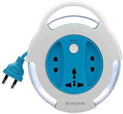 ANCHOR 5227 Cherry Flexi Cord With 2 Pin, 4 Meter Long Wire 3 Socket Extension Boards (White, 4 m)