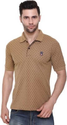 RYTONZ Printed Men Polo Neck Brown T-Shirt