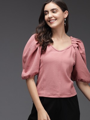 TANDUL Party Solid Women Pink Top