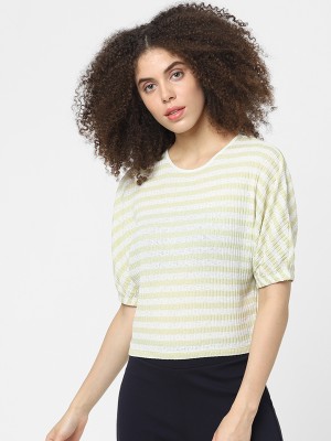 ONLY Casual Striped Women Green, White Top