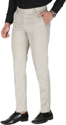 Nirmalas Slim Fit Men Cream Trousers