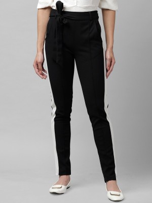 KASSUALLY Slim Fit Women Black Trousers