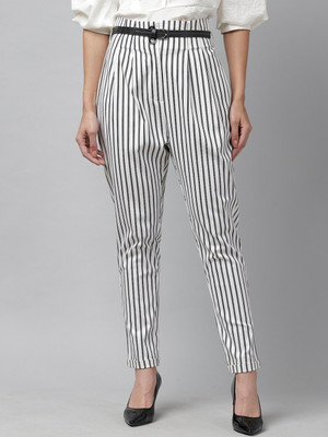 KASSUALLY Slim Fit Women Black Trousers