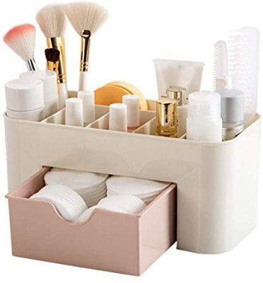 Adhunyk Cosmetic Storage Box Desktop Tidy Holder witth Drawer 7 part Vanity Box Cosmetic Vanity Box(Cream)