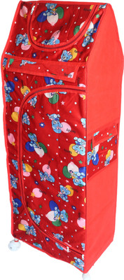 EVOSHINE ALMIRAH 5 SHELVES RED PVC Collapsible Wardrobe(Finish Color - RED, DIY(Do-It-Yourself))