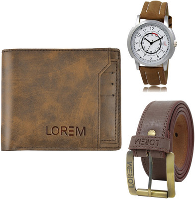 LOREM FZ-LR17-WL24-BL02 Mens Combo Of Watch With Artificial Leather Wallet & Belt Analog Watch  - For Men