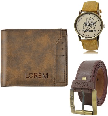 LOREM FZ-LR30-WL24-BL02 Mens Combo Of Watch With Artificial Leather Wallet & Belt Analog Watch  - For Men