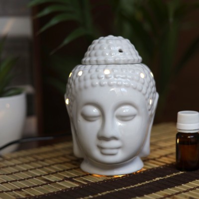 Jimkia Ceramic Electric Diffuser Aoma Meditate Budha Ji Oil Burner With Cap & 10ml Rose Aroma Oil, Diffuser Set(2 x 5 ml)