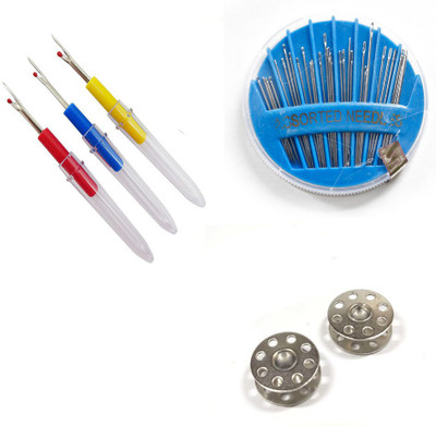 Crafts Haveli 3 Items Combo : 3 Seam Ripper, 2 Bobbin, Needle Compact
