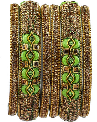 Rijoli Metal Beads, Zircon Bangle Set(Pack of 6)