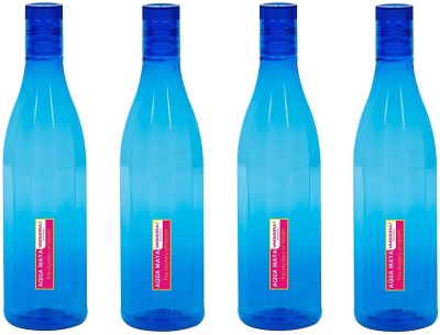 VARMORA Aqua Maya 1 Litre Water Bottles (Set of 4) Blue 1000 ml Bottle(Pack of 4, Blue, Plastic)