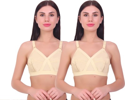 Light Pure Light Pure Cross Elastic Uplift Bra For Saggy Bust With B C D Cup Size 2 pc Women Push-up Non Padded Bra(Beige)