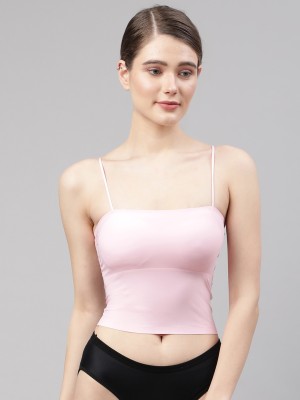 PrettyCat PrettyCat Basic Spegiti Bralette Women T-Shirt Lightly Padded Bra(Pink)
